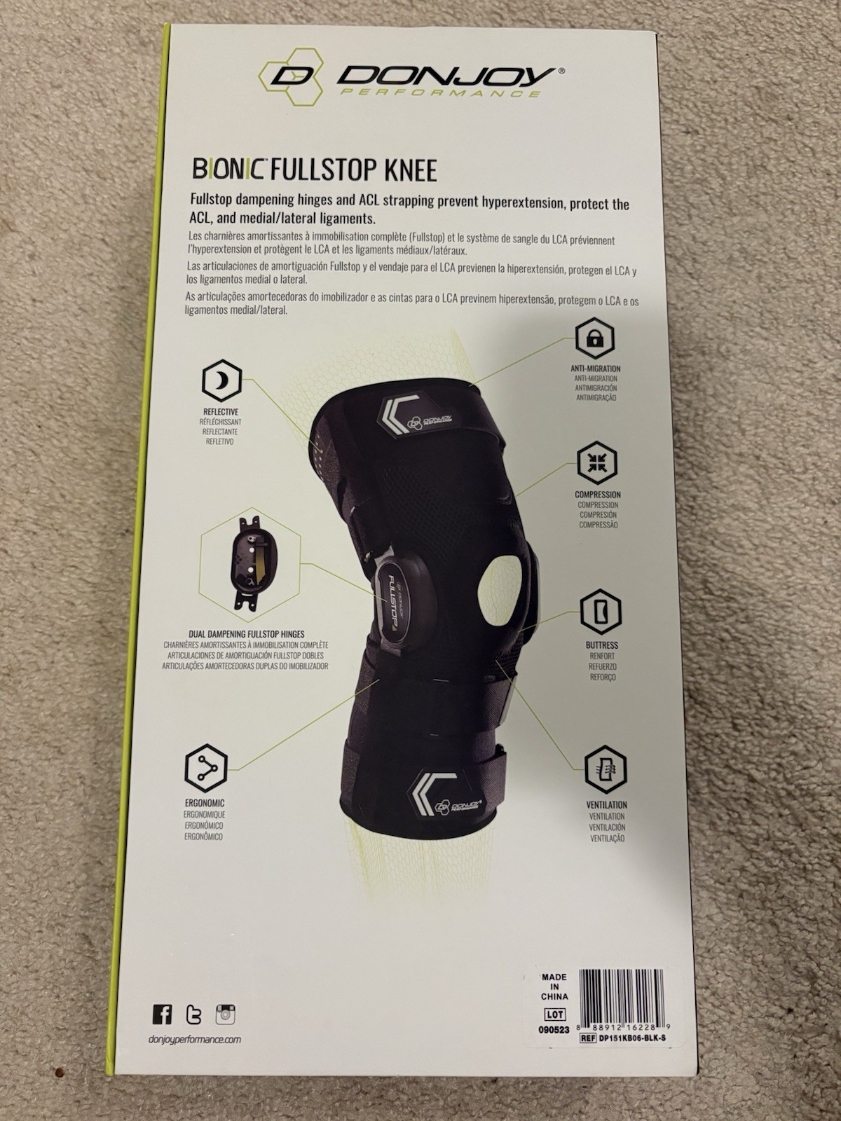 DonJoy Performance Bionic Fullstop Knee Brace Small (Black)(Open Box)