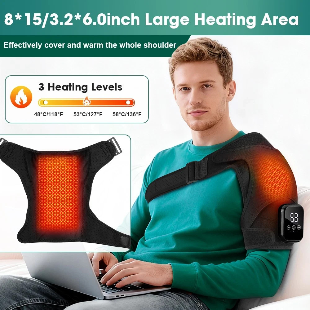 Electric Shoulder Massager Heated Shoulder Brace with Vibration for Pain Relief