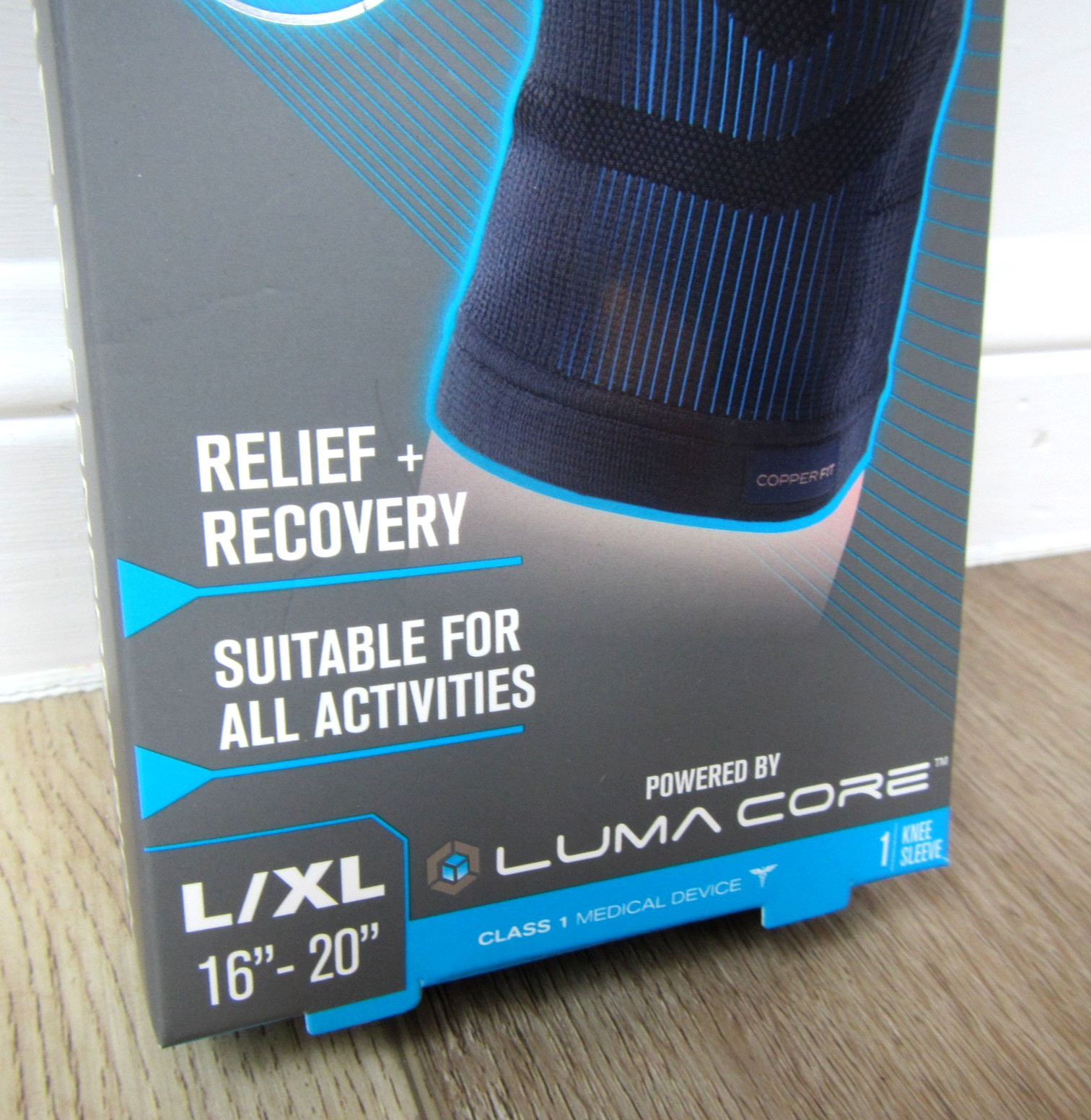 NEW COPPER FIT DUAL ACTION KNEE SLEEVE COMPRESSION L / XL LARGE BRACE BLU