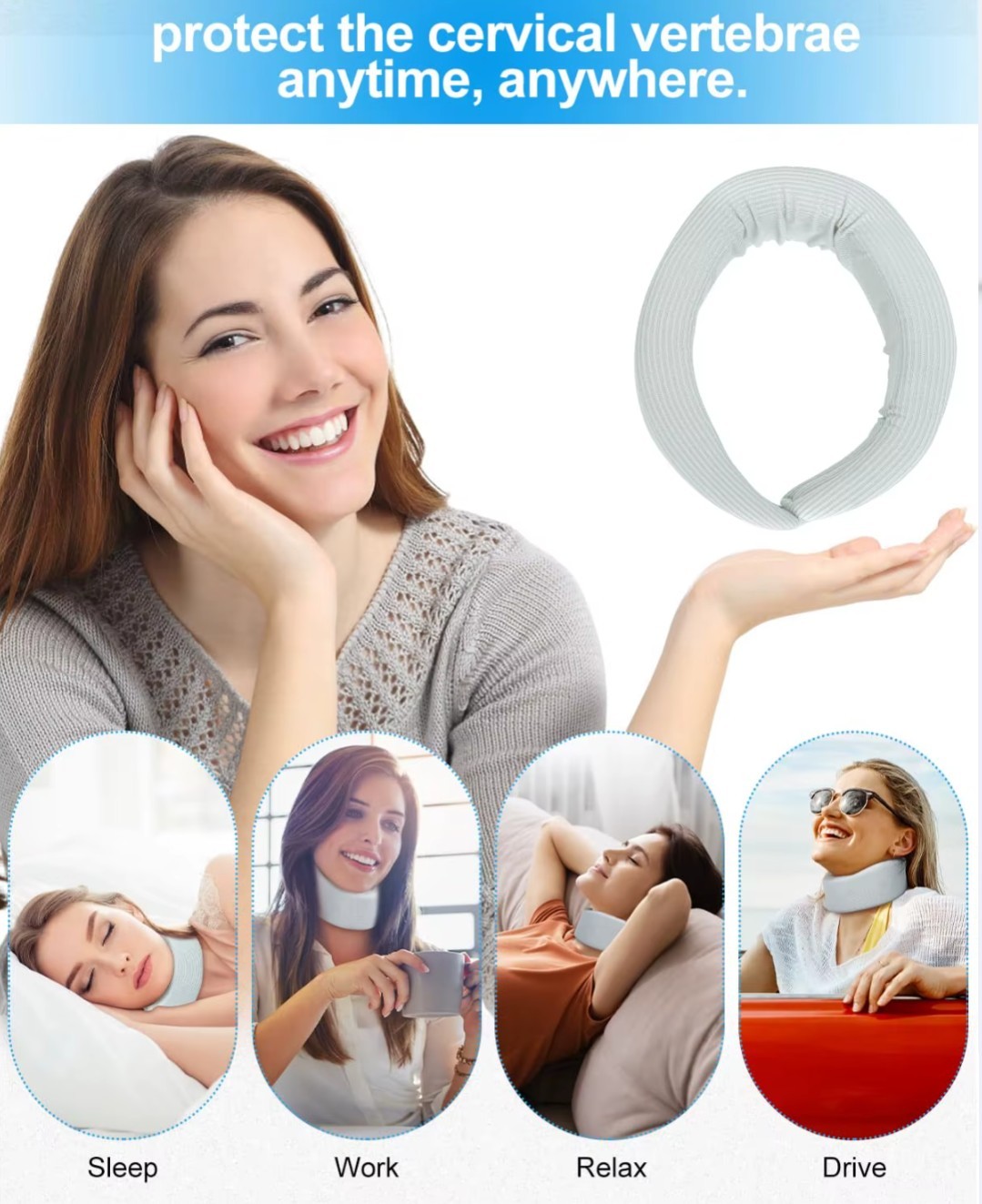 Adjustable Neck Brace Support Wrap Soft Foam Cervical Collar Neck Pain Relief