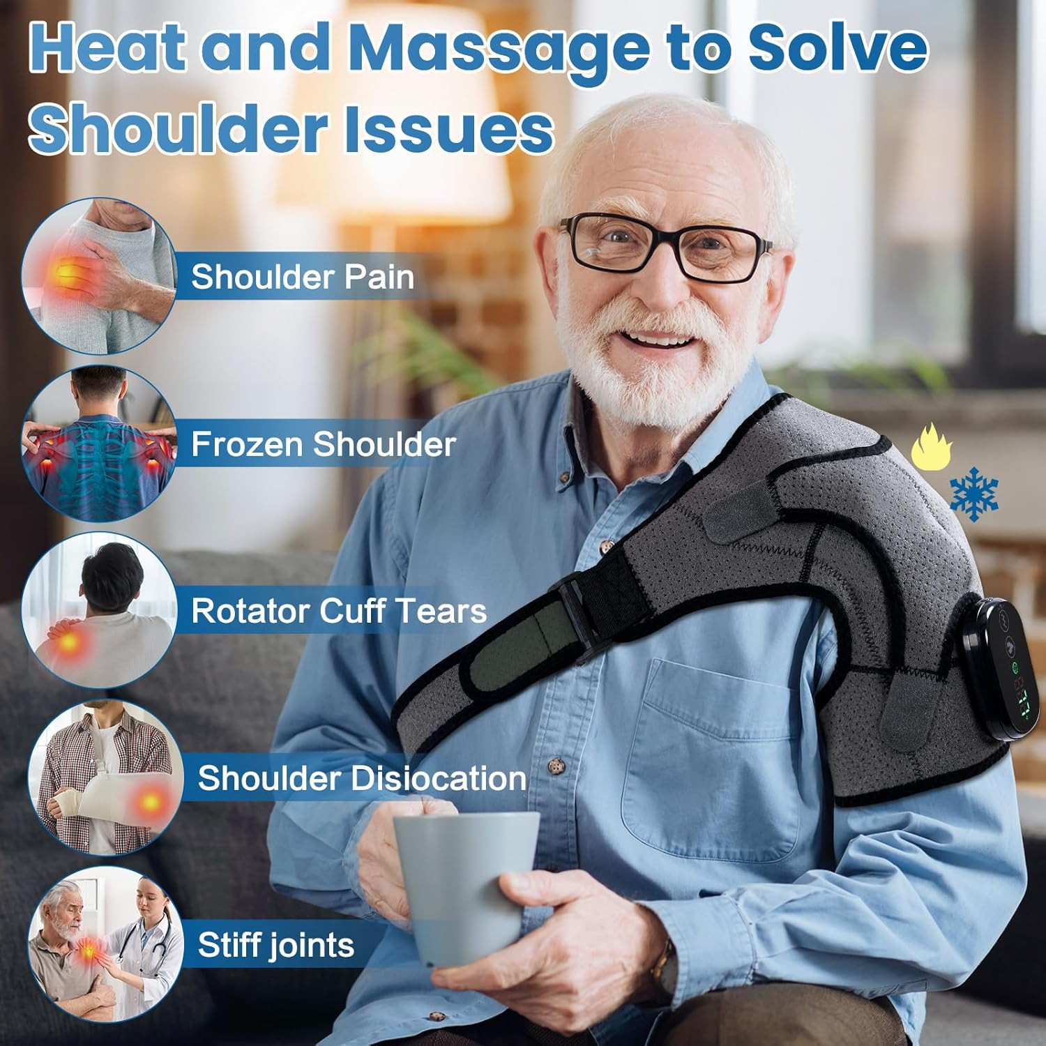 Cordless Heated Shoulder Wrap & Massager for Pain Relief and Recovery