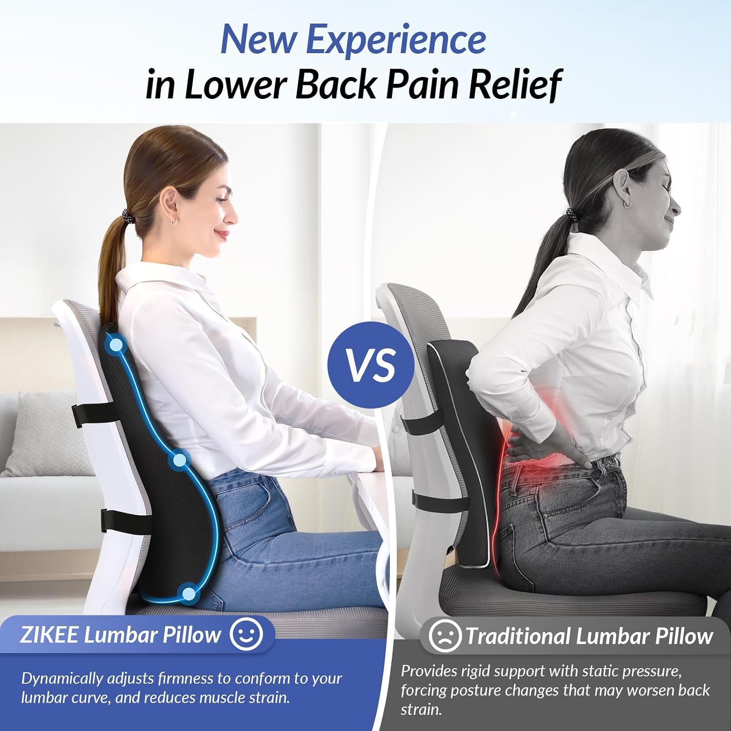 Adjustable Airbag Lumbar Support Pillow Provides Comfortable Support Back Pain R