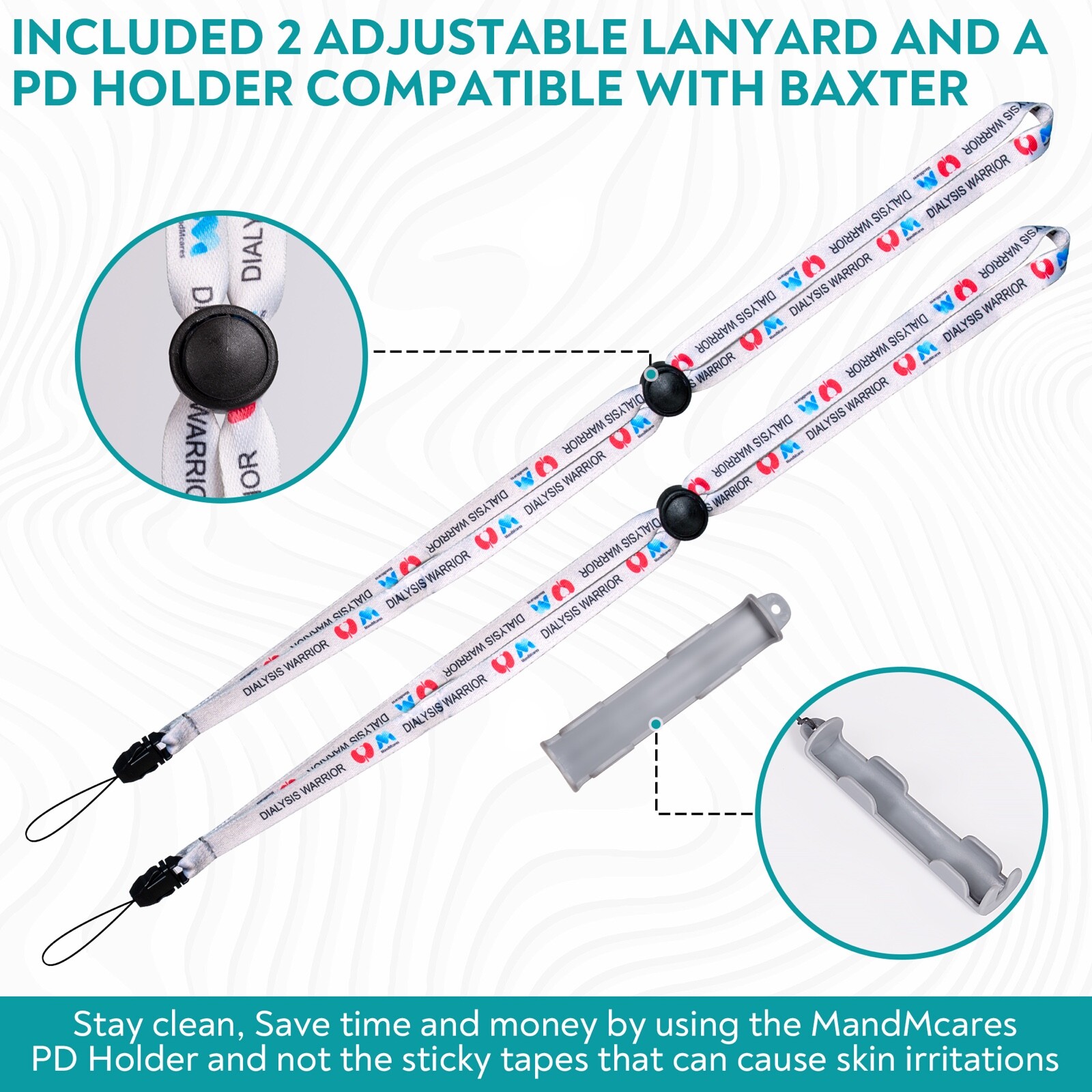 Peritoneal Dialysis Transfer Set Holder for Baxter 2 Lanyard PD Belt Accessories