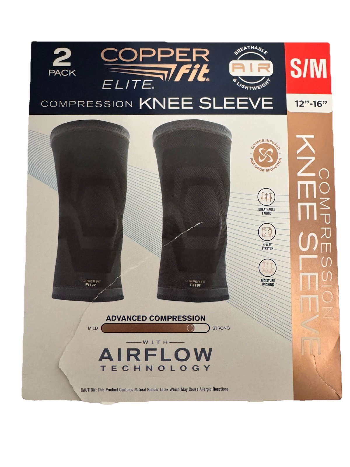 Copper Fit Elite Knee Compression Sleeve – Black, S/M OPEN BOX