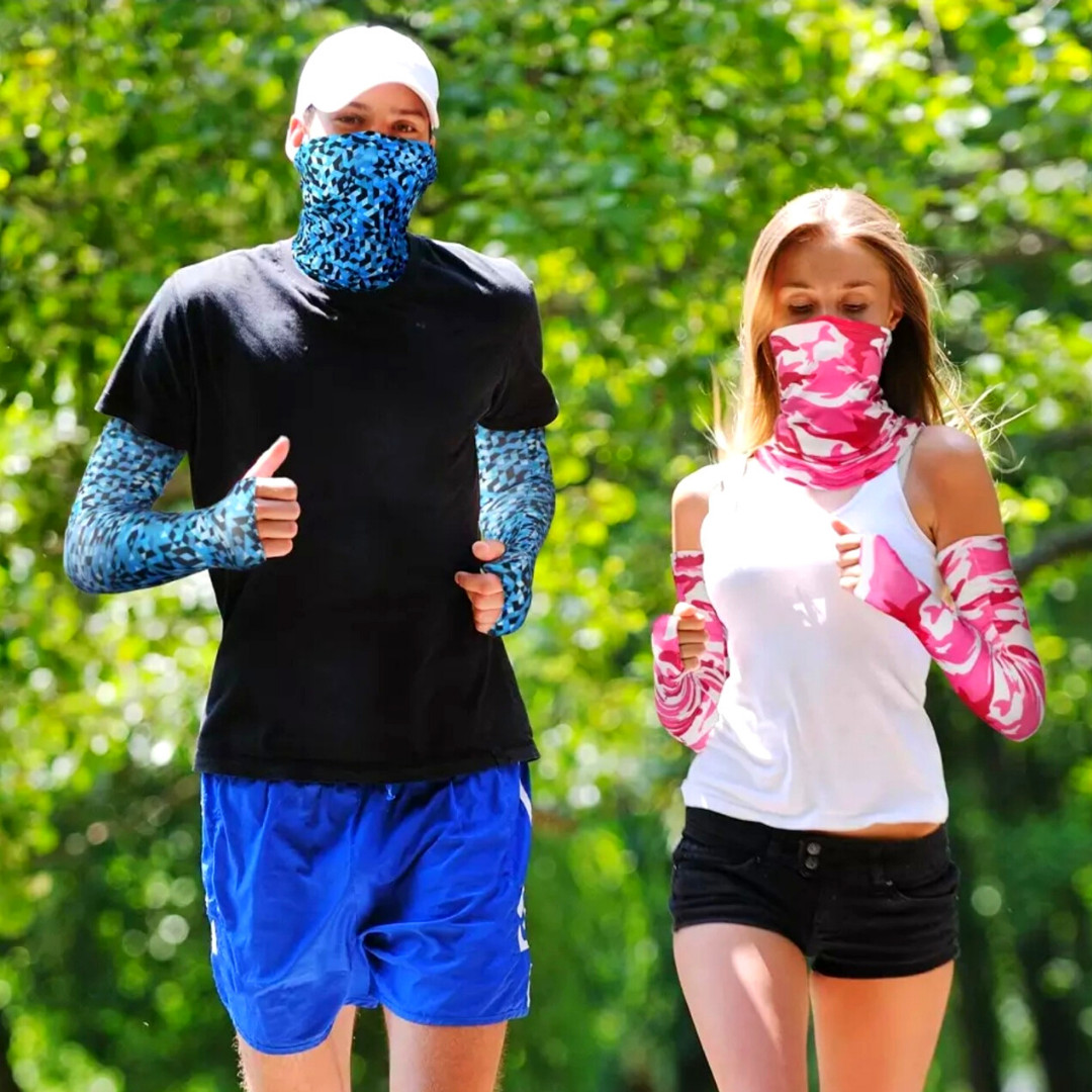 3 Pcs Compression Sport Arm Sleeve Baseball Football Sleeves Sun Protection+Mask