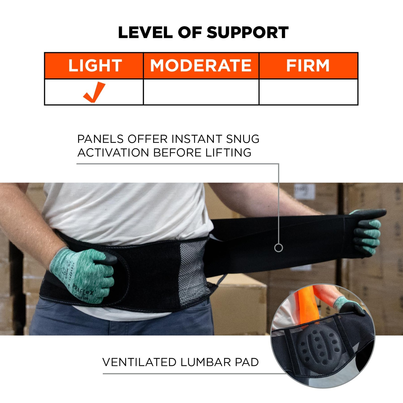 – 20184 ProFlex 1051 Mesh Back Support, Medium, Black