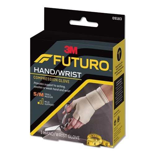FUTURO Energizing Support Glove, Small/Medium, Fits Palm Size 6.5″ – 8.0″, Tan