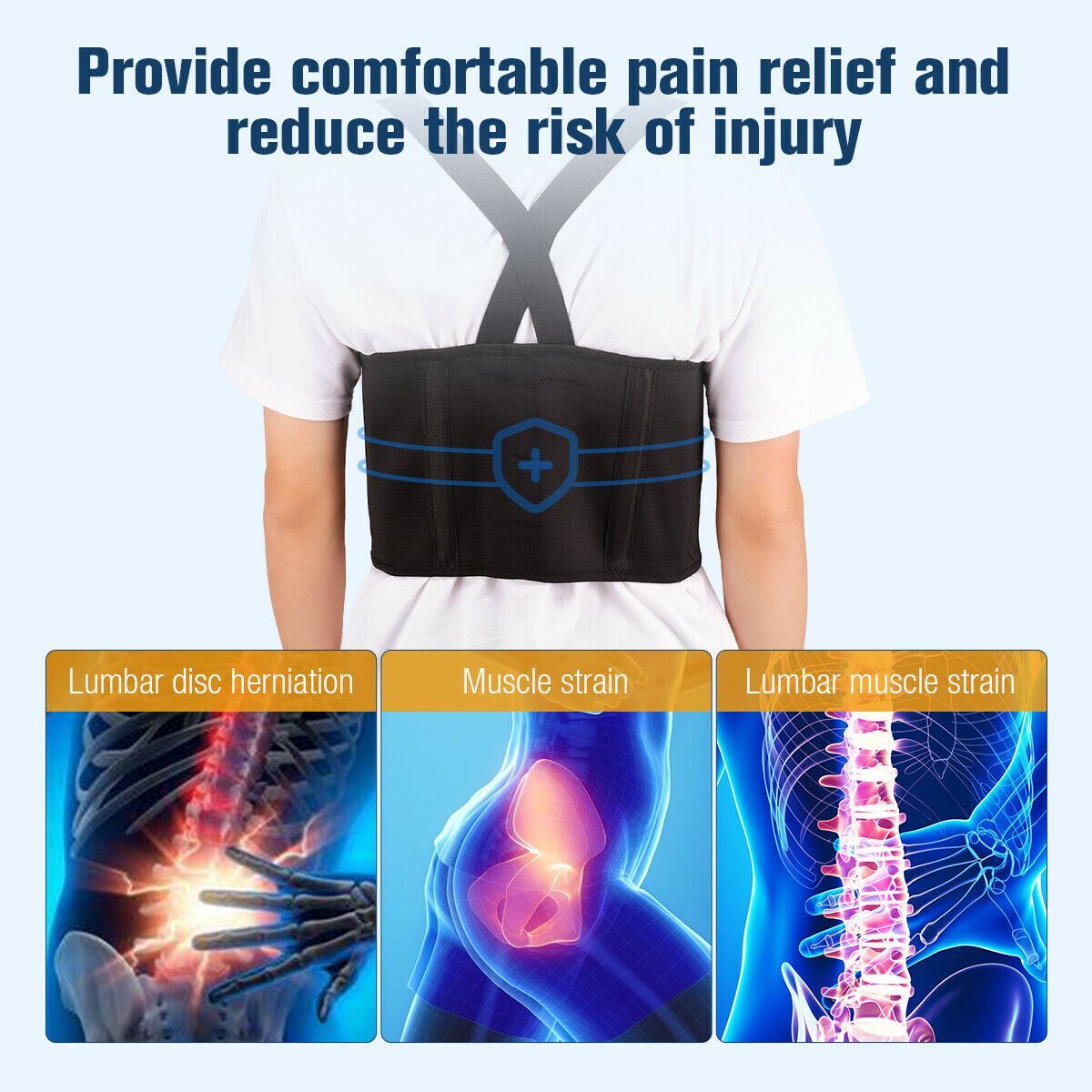 Heavy Duty Weight Lift Lumbar Lower Back Waist Support Belt Brace Suspender Work