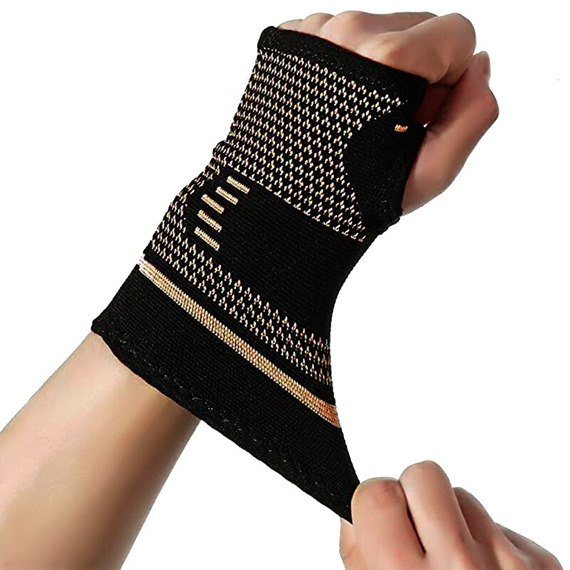 4P Copper Wrist Compression Sleeves Comfortable Breathable for Arthritis Sprains