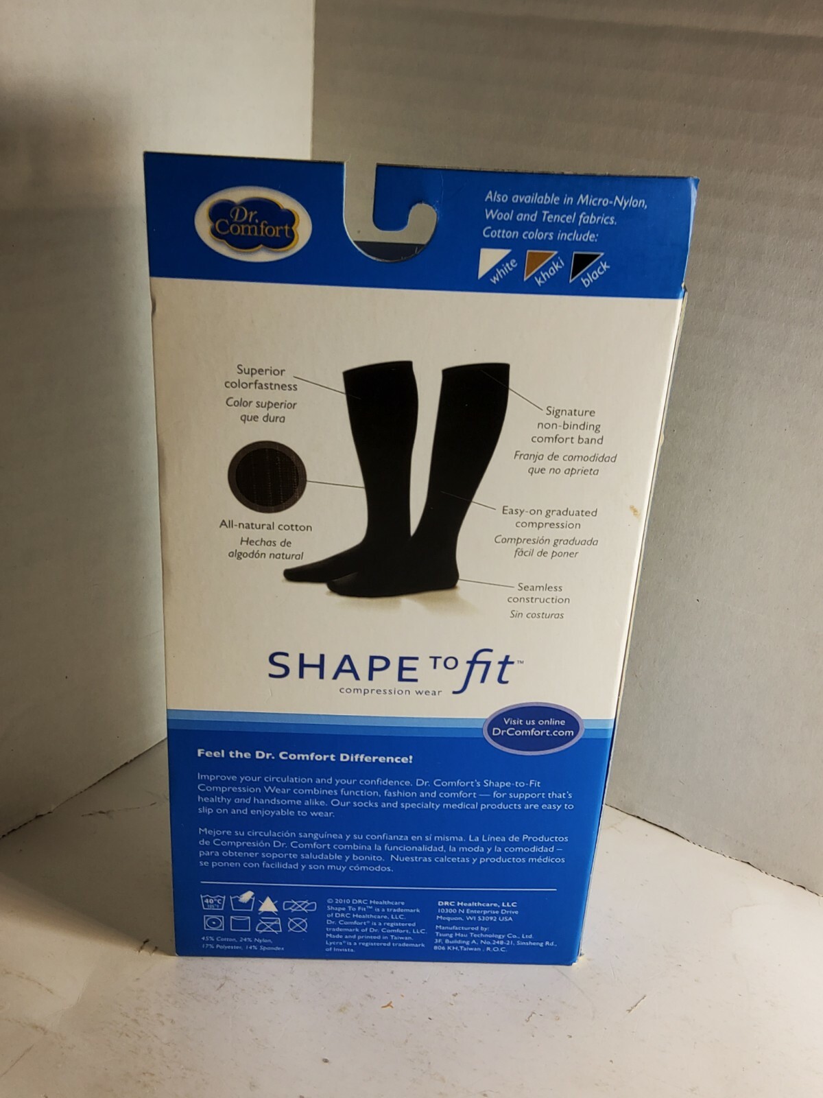 Dr. Comfort Mens 15-20 mmhg Shape to Fit Compression Dress Socks – Small – Khaki
