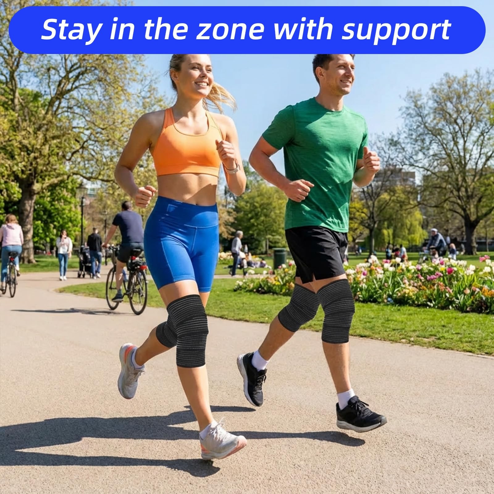 2 PCS Extra Long Elastic Knee Wrap Compression Bandage Brace , Adjustabl
