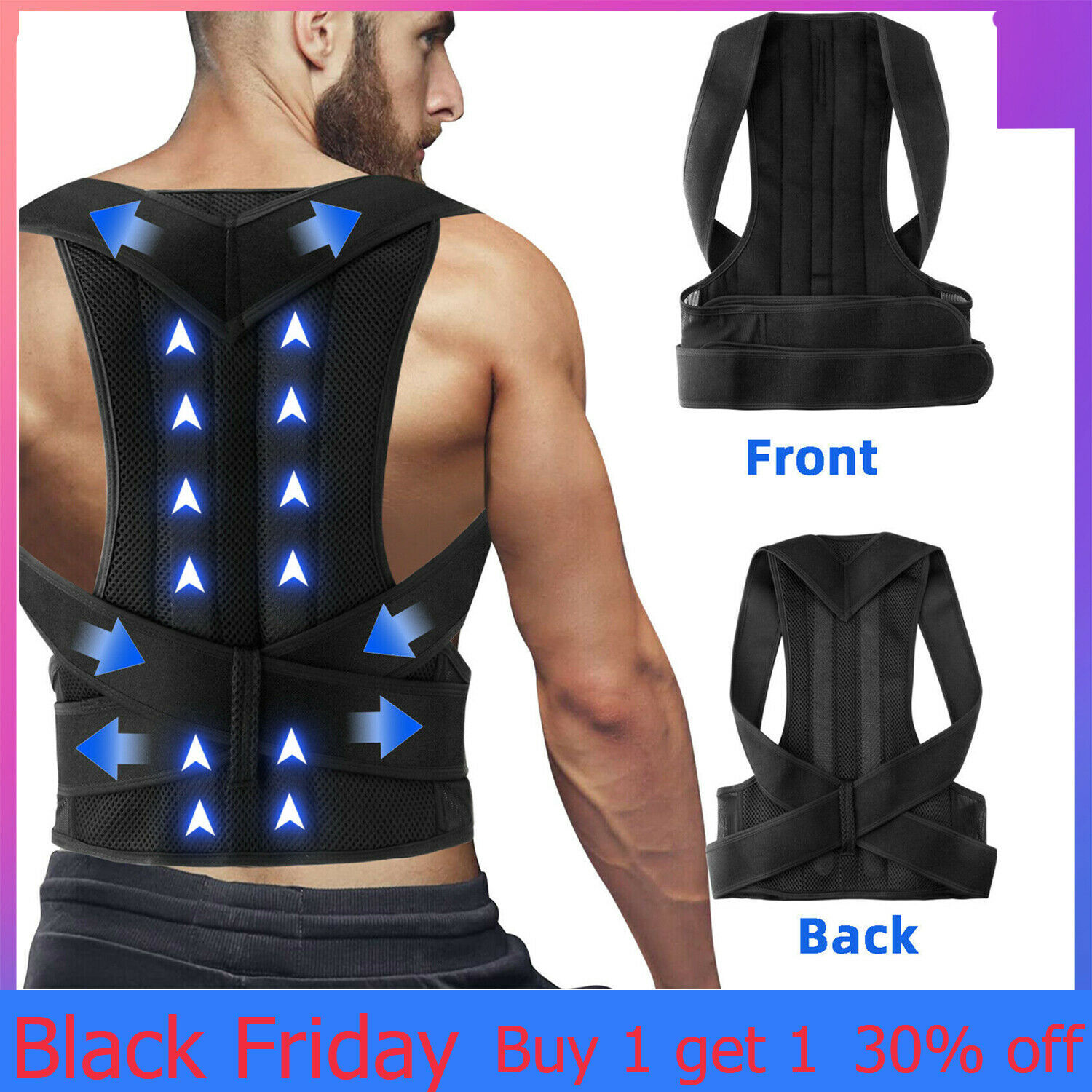 Lightweight Nylon corrector-Straightener Spine Support For Women and Men USA