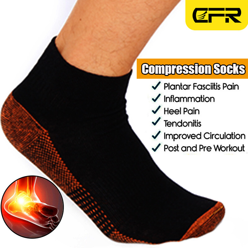 Compression Socks Copper Infused Arch Support Foot Plantar Fasciitis Running