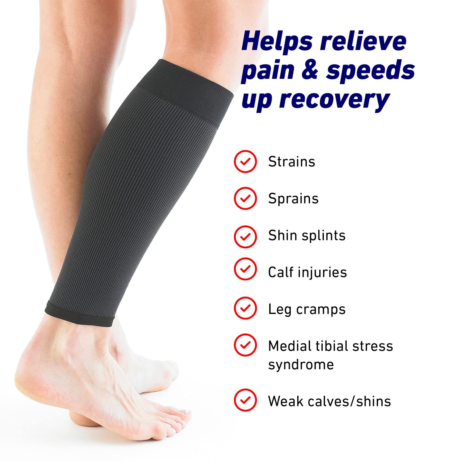 Neo-G Calf Compression Sleeve for Men and Women LARGE: 40 – 44 CM, Black