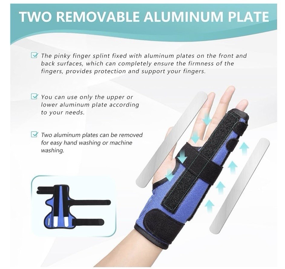 Fracture Splint, Pinky Finger Splint, Adjustable Two Finger Brace,Right or Left