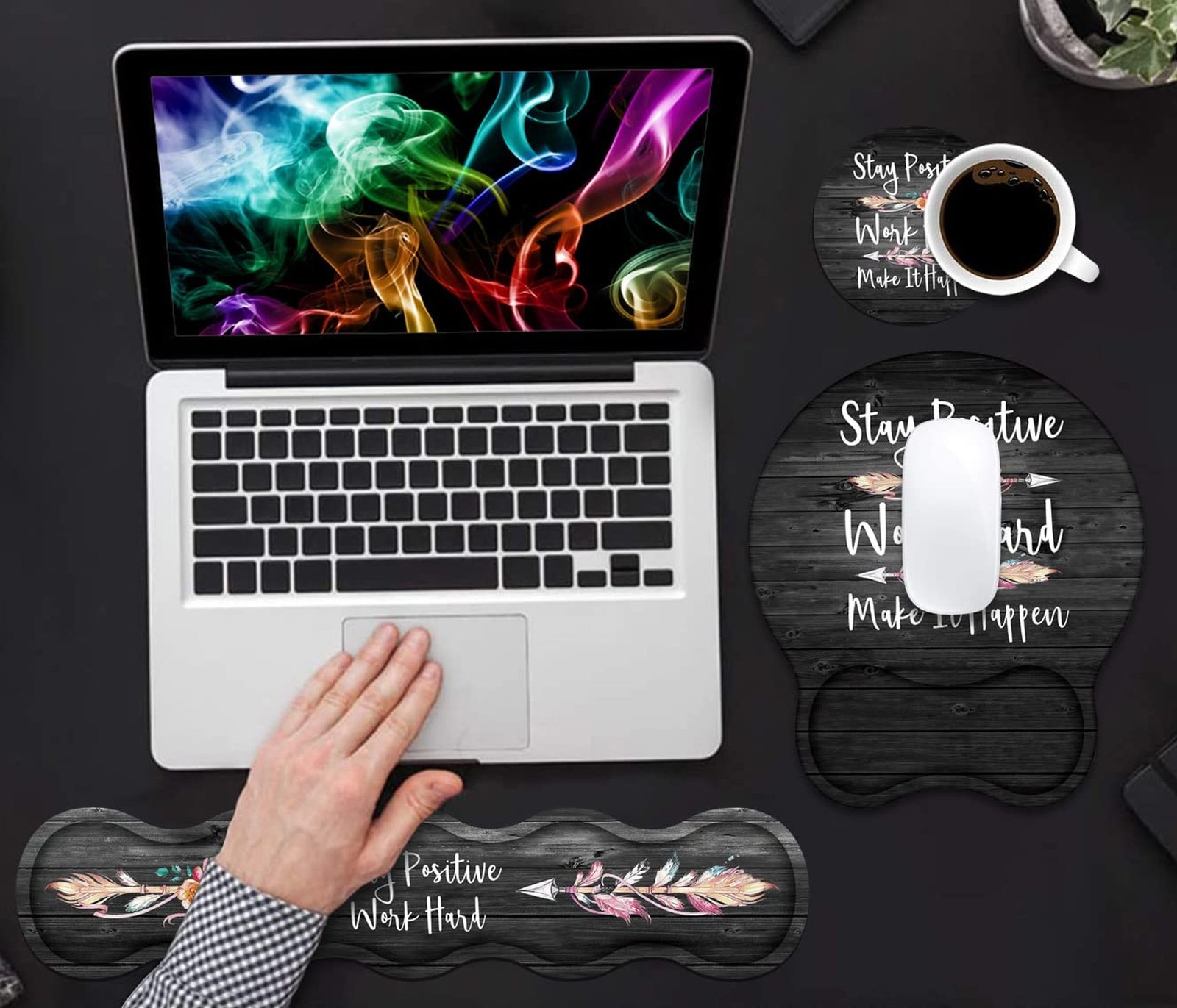 Keyboard Wrist Rest & Mouse Pad Wrist Support Set, Inspirational Quote Stay P…