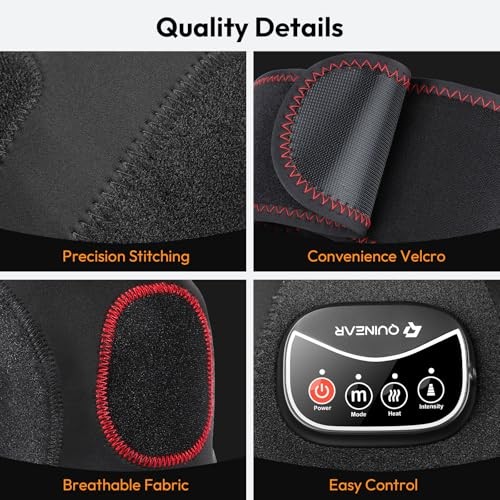 QUINEAR KNEE MASSAGER WITH AIR COMPRESSION AND HEAT, KNEE BRACE – BLACK RED