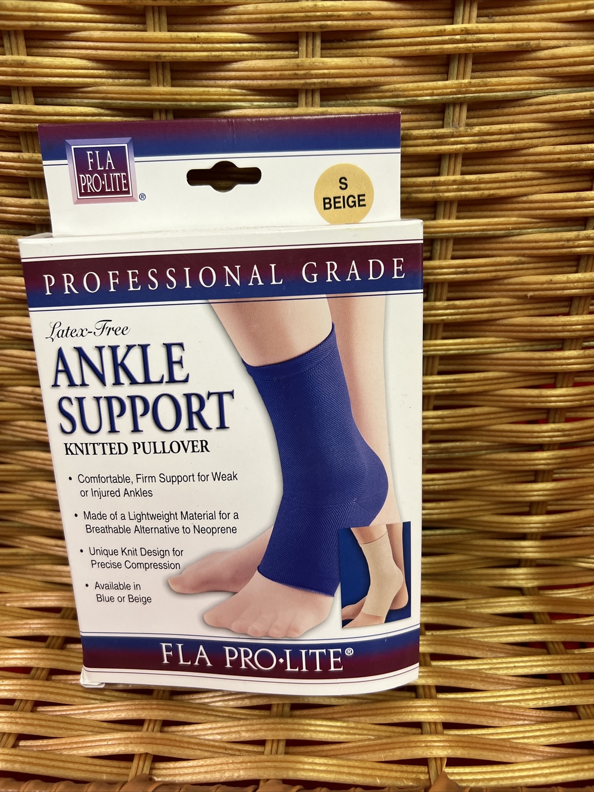 Pro-Lite Ankle Support Knitted Pullover Size Small (7-8.5) Beige Latex -Free NIB