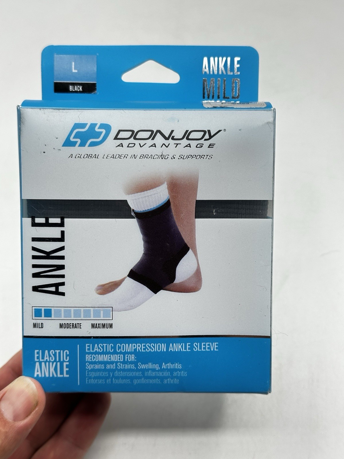 DonJoy Advantage Elastic Compression Ankle Sleeve Black Large Mild Support