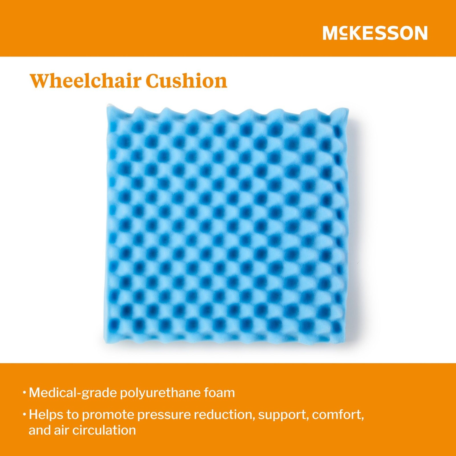 McKesson Wheelchair Foam Seat Cushion, 18 in x 16 x 3 in, 1 1 Count, Blue