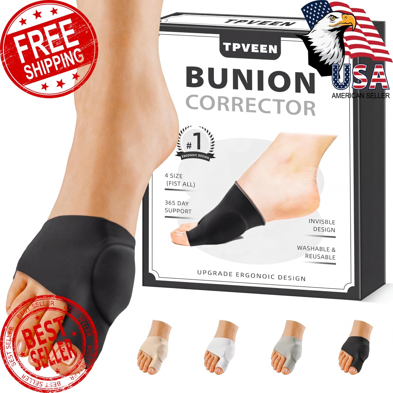 TPVEEN Bunion Corrector Relief Sleeve,Toe Socks for Hallux Valgus,Anti Slip G…