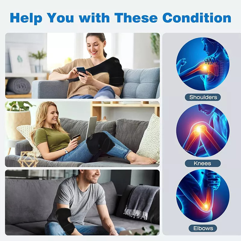 Electric Heated Shoulder Joint Brace Support with Vibration Relief Pain Massager