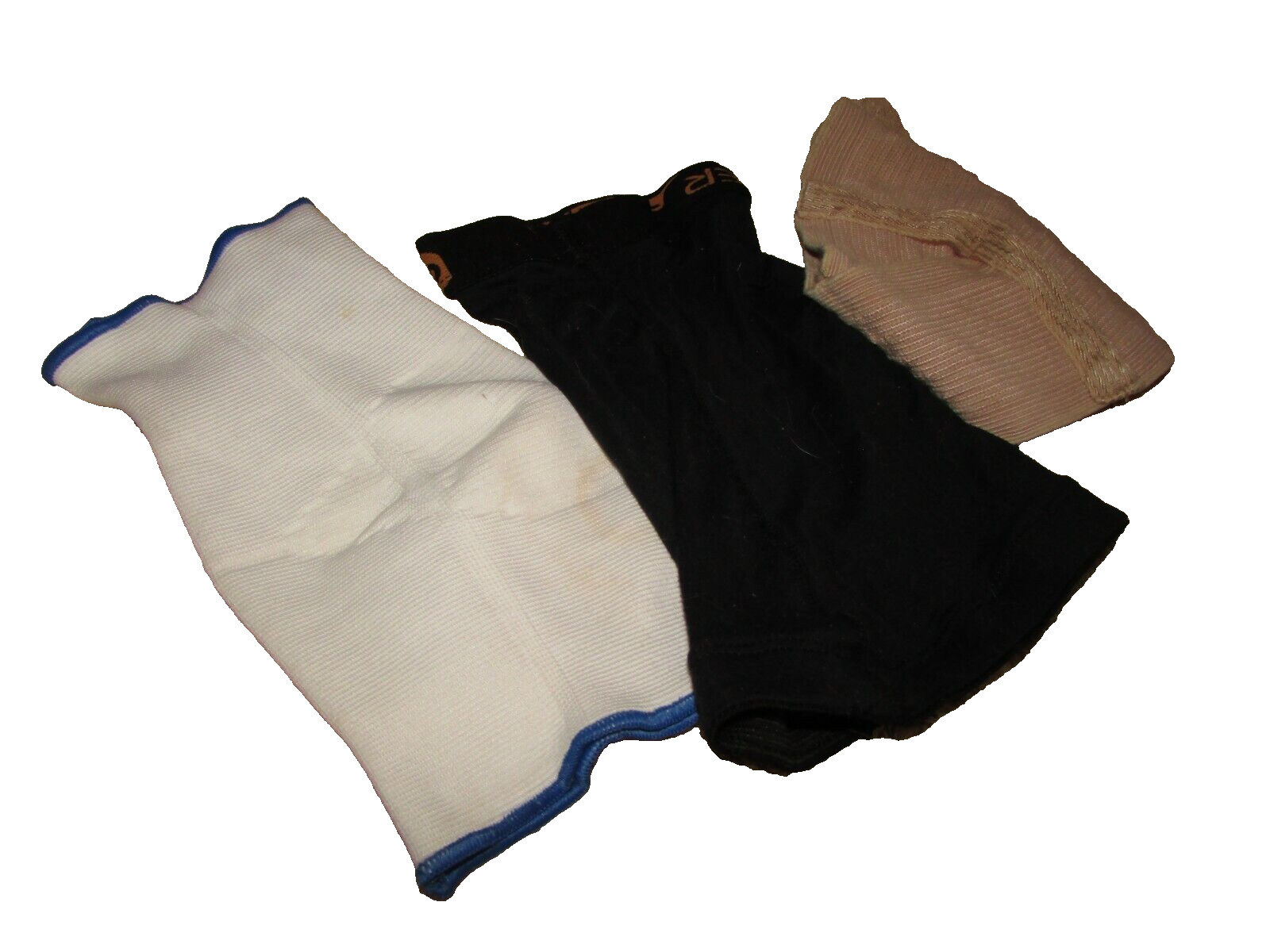 KNEE BRACES white x-lg, black Tommy Copper lg-x lg, brown sm-med 3 ttl (B)
