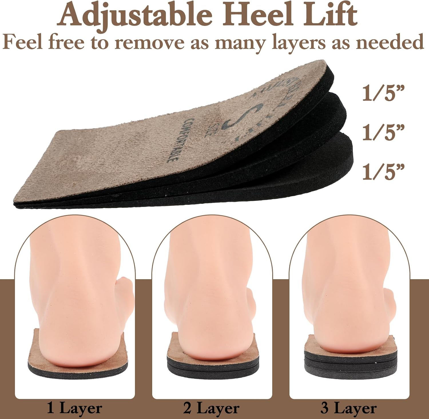 2 Pack Heel Lifts, Adjustable Heel Lifts for Leg Length Discrepancy, Women Man S