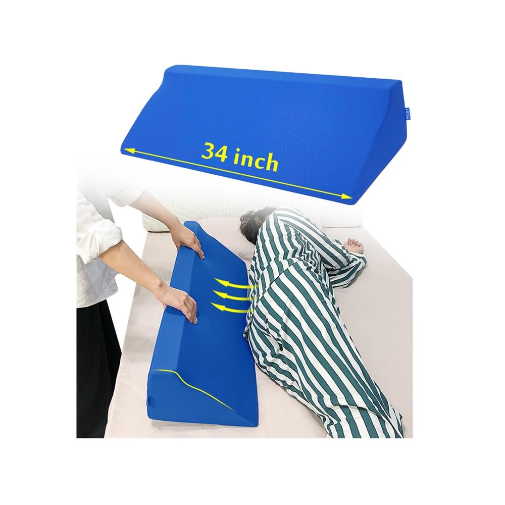 AOSSA Wedge Pillow for Sleeping, Foam Body 1 Count (Pack of 1), Blue