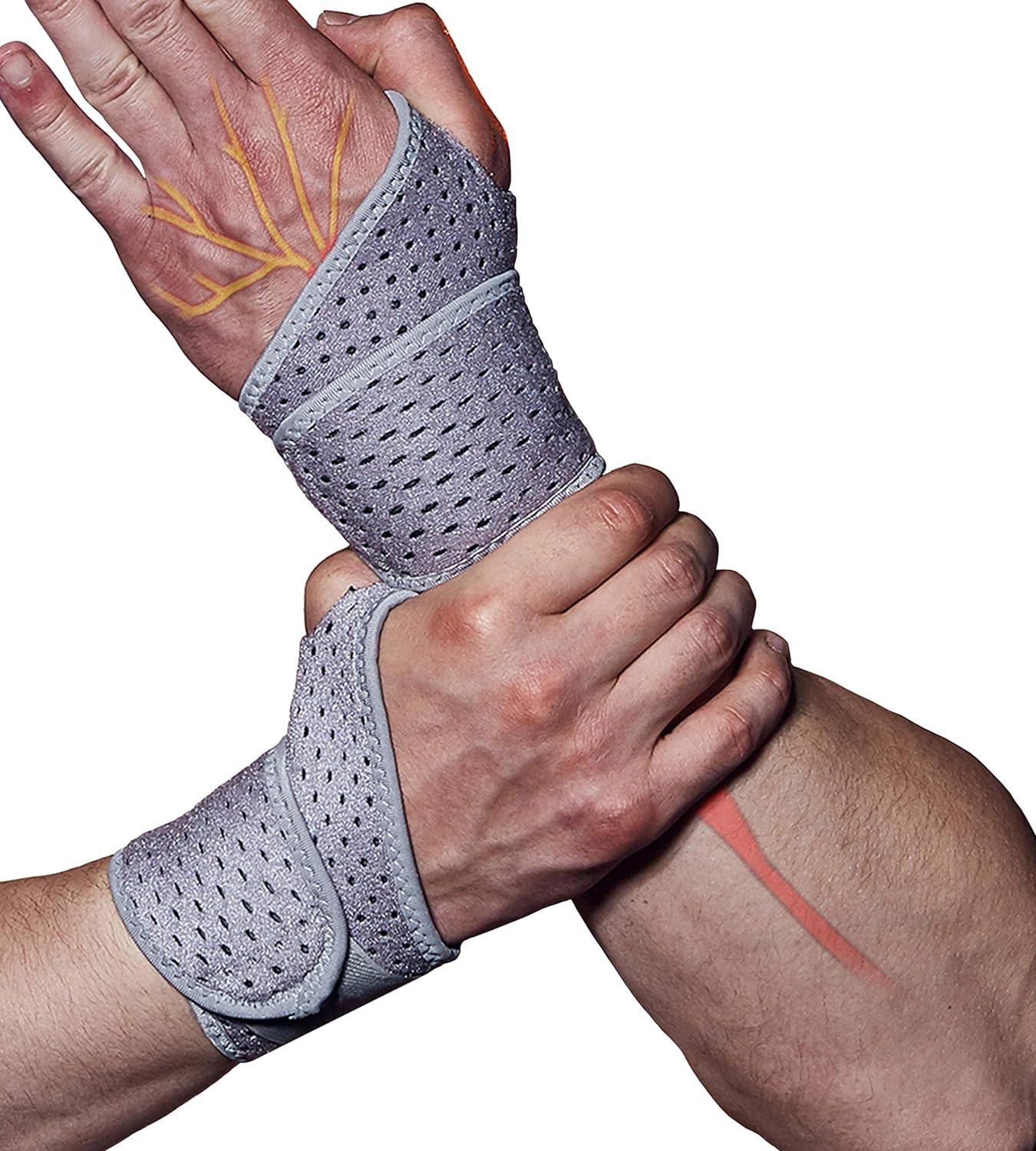 Cinta de compresion y soporte de muneca para pesas ajustable color gris mma x