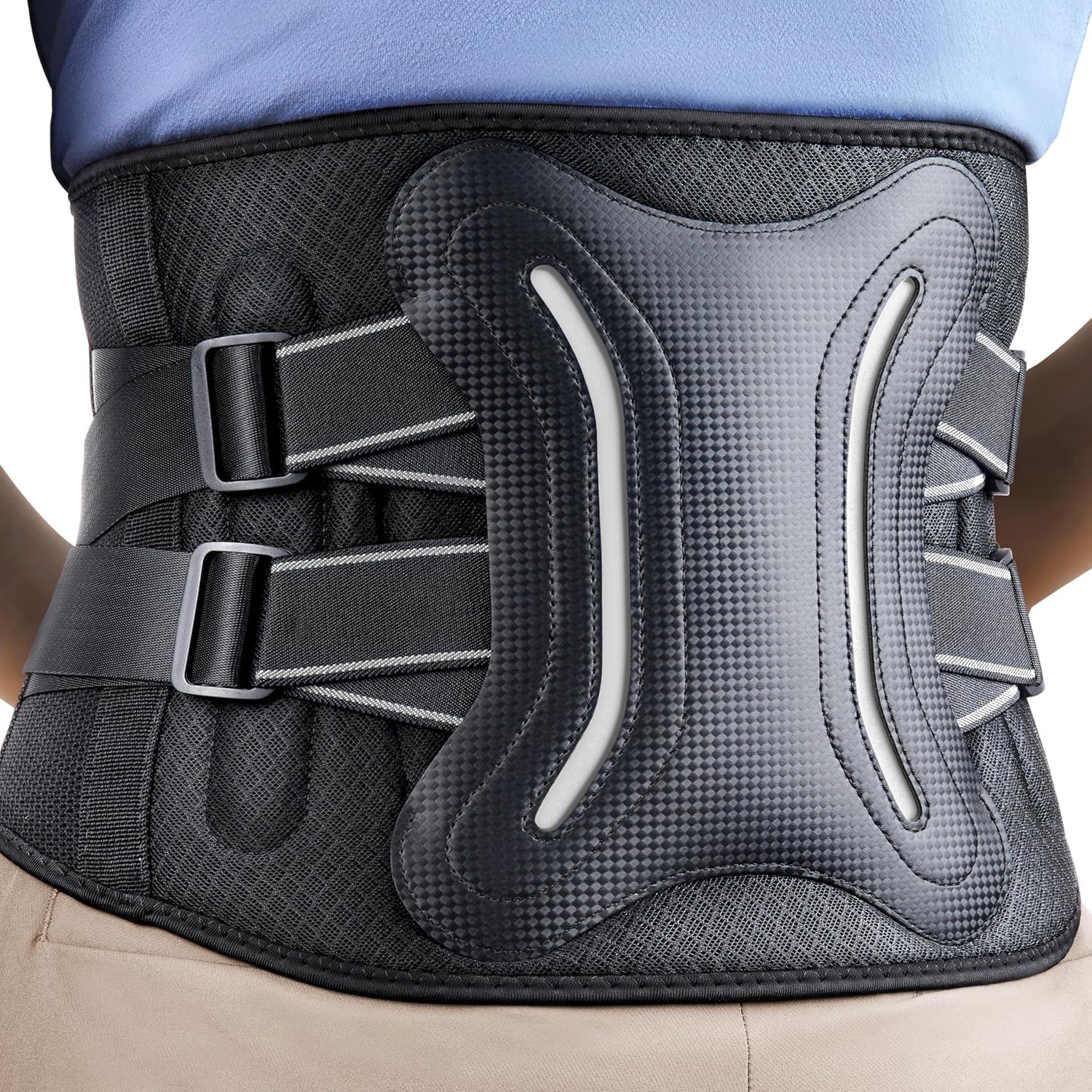 Lower Back Brace W/ 5 Reinforced Stays Women & Men Adjustable Snug-Fit Lumbar