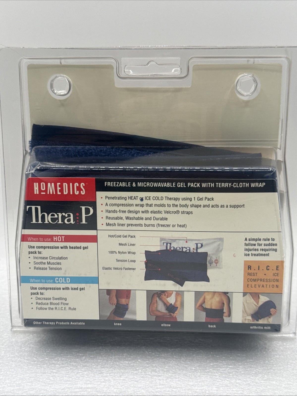 Vintage 1997 Homedics Thera P Compression Wrap System Migraine Hot Cold Gel Pack