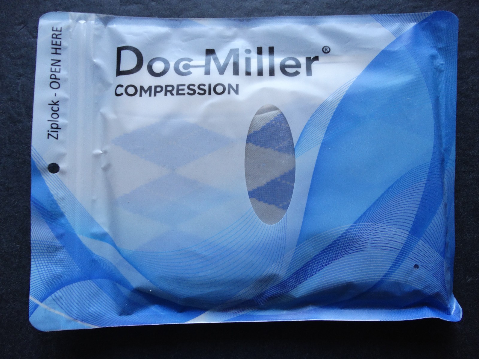 Doc Miller Open Toe Compression Socks 20-30 mmHg Varicose Veins Grey/Blue Large