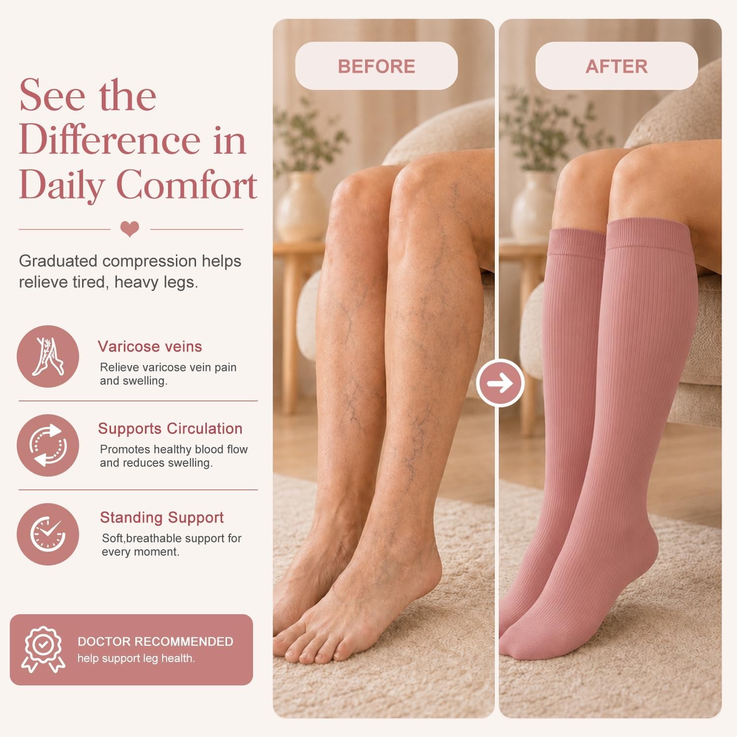 Laite Hebe Compression Socks 4 Pairs Circulation Nurses