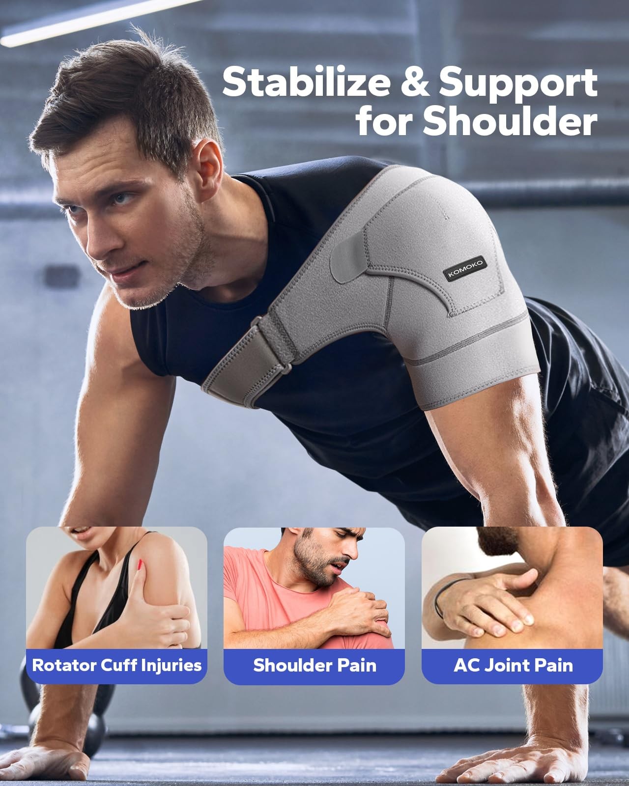 Komoko Shoulder Brace, Rotator Cuff Support Brace with Ice Pack Insertion Cap…