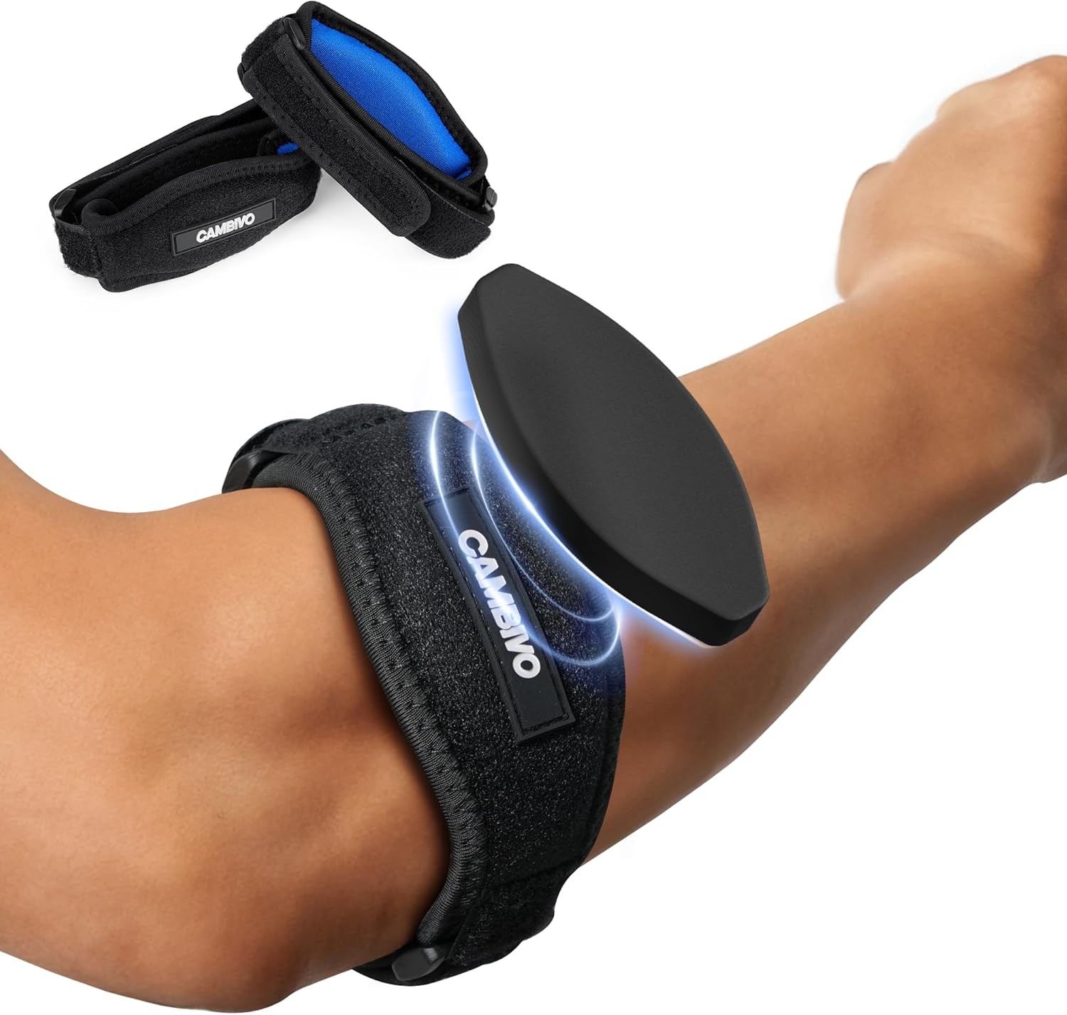 CAMBIVO 2 Pack Tennis Elbow Brace for Men & Women, 2 Count (Pack of 1), Black