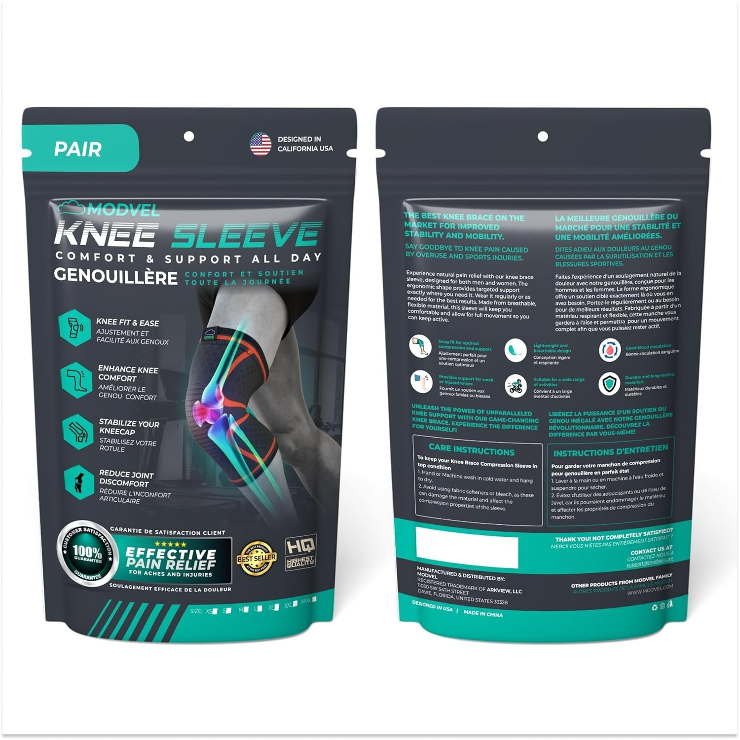 Compression Knee Brace for Women & Men, 2-Pack Knee Brace for Running Knee Pa…