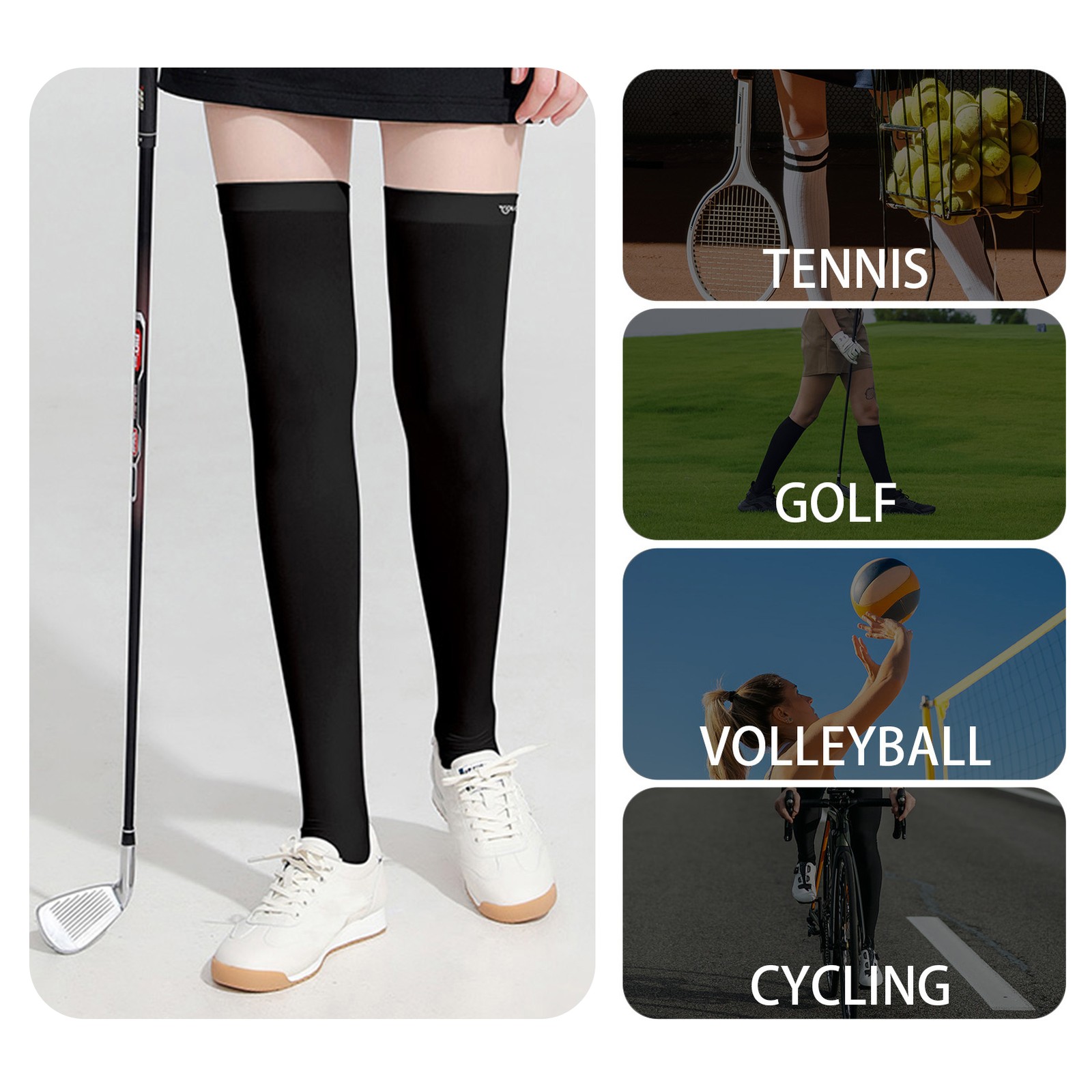 Sun Sleeves Leg Sleeves UV Protection Open Heel Cooling Sleeves Stockings F AWNV
