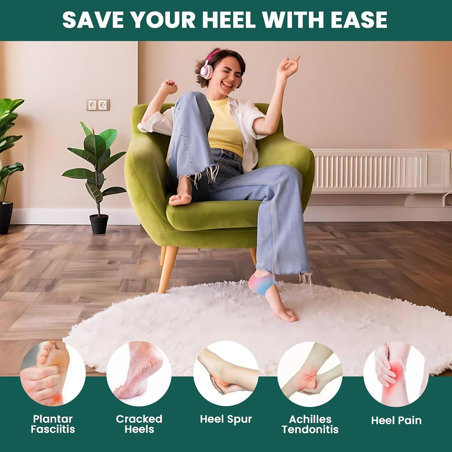 Plantar Fasciitis Heel Protectors Silicone Heel Cups for Plantar Fasciitis