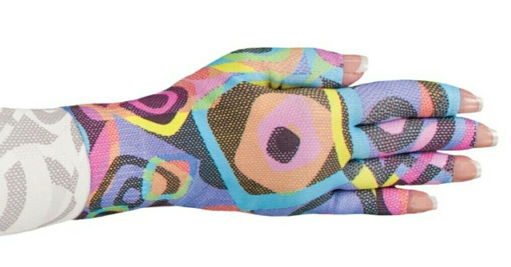 LympheDIVAS Neon Glow Compression lymphedema Sleeve & Glove Combo (Small)