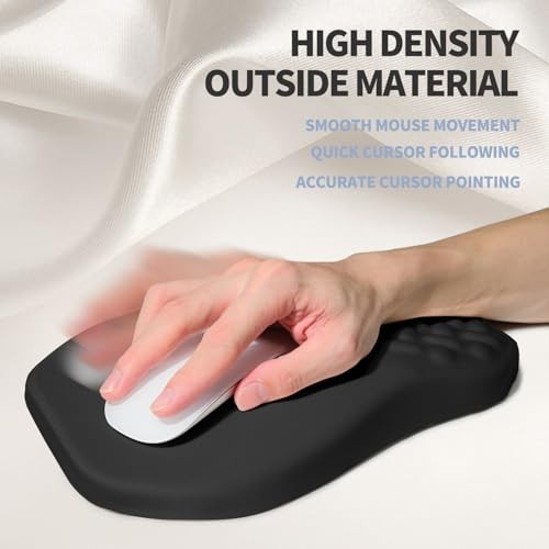 Ergonomic Raised Mouse Pad Wrist Support with Bilateral Slope Memory Foam Black