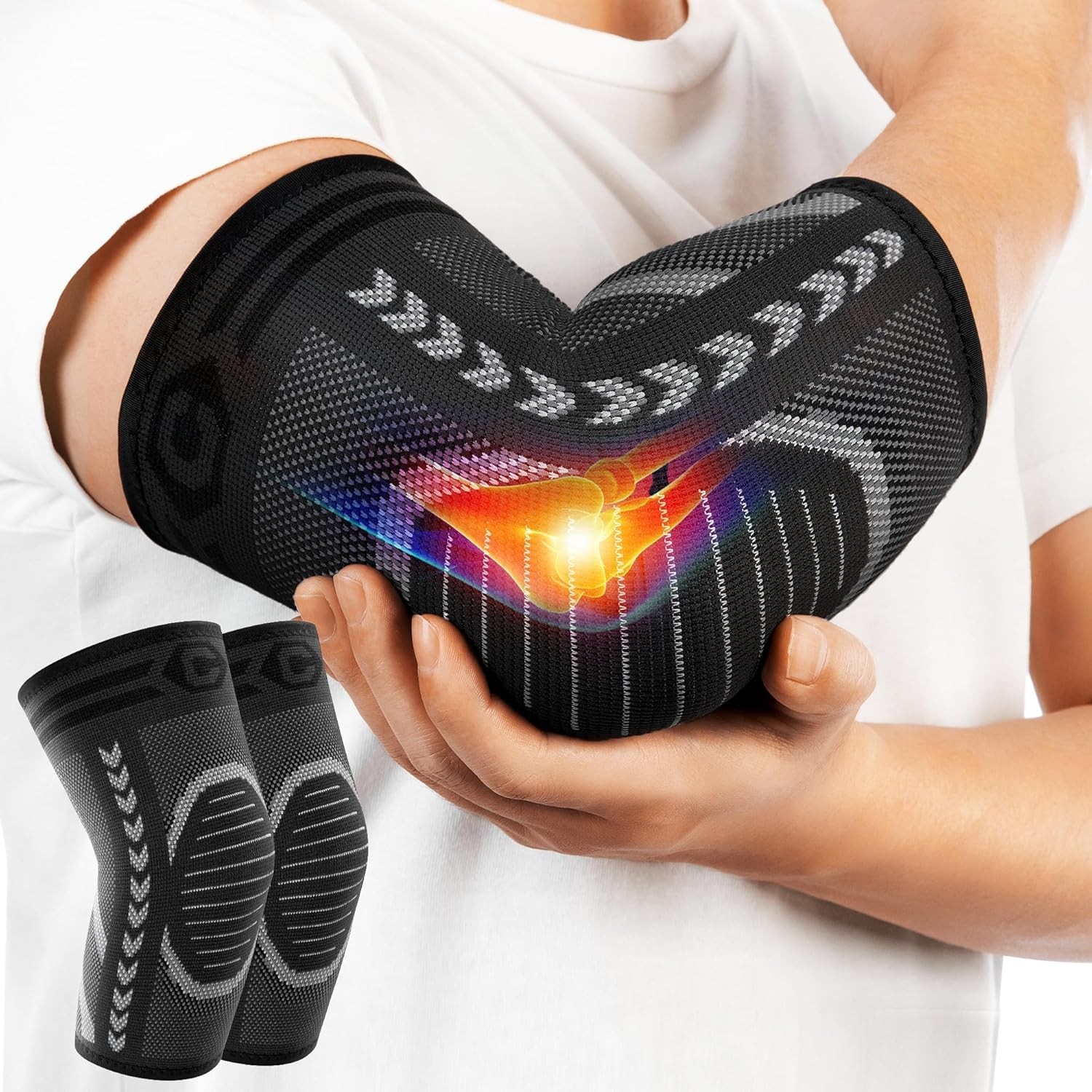2 Pack Tennis Elbow Brace for Tendonitis and Tennis Elbow,Golfers Elbow, Arm Com