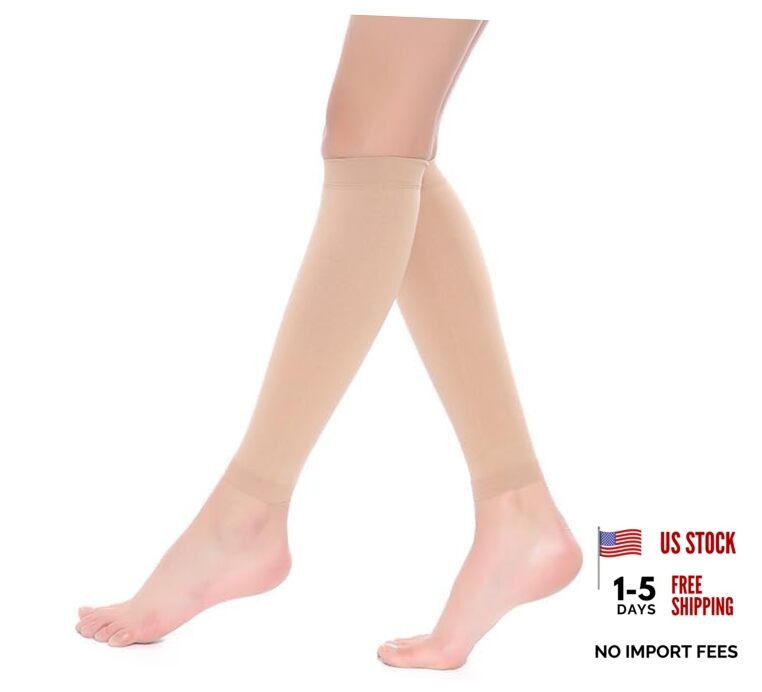 Compression Leg Sleeves Socks for Men & Women, Calf Medium-Large Beige-l