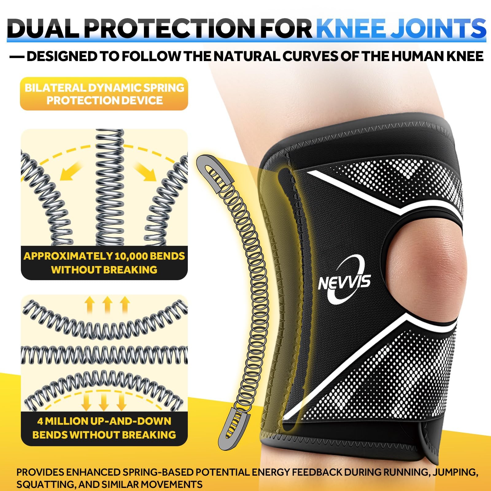 NEVVIS Knee Brace, Patellar stabilizing Brace for Running Medium, Black
