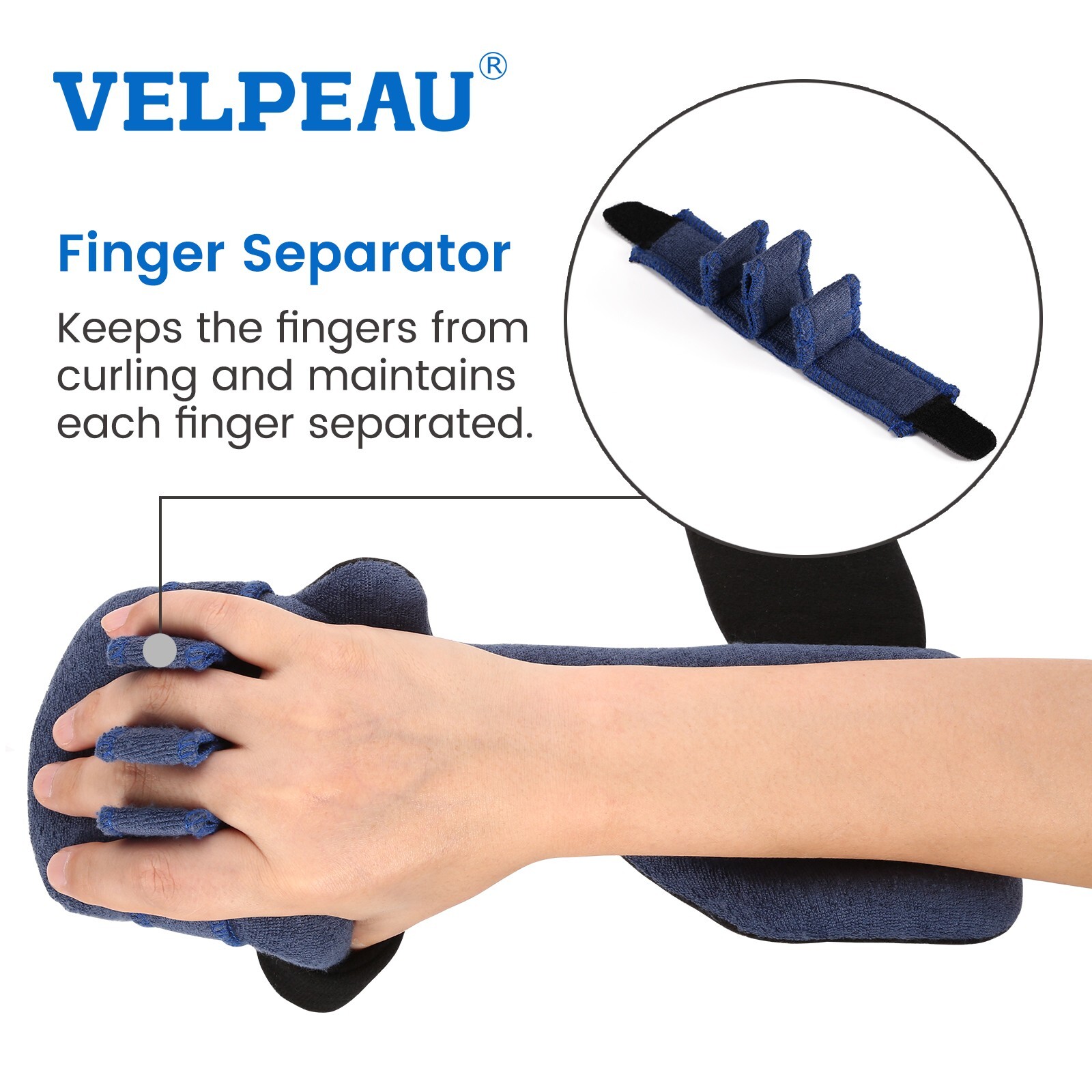 VELPEAU Resting Hand Splint Stroke Hand Splint for Carpal Tunnel Men and Women