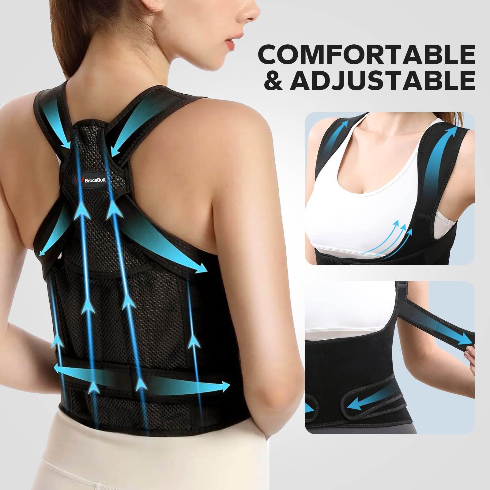 BraceBull Posture Corrector for Men and Women,Upper Back Brace with X-Large