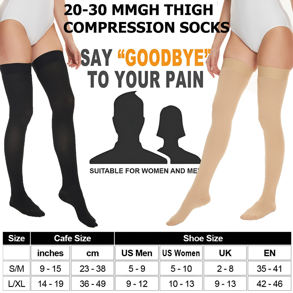 Medical Opaque Support Stockings Graduated 20-30 mmHg Compression Socks US