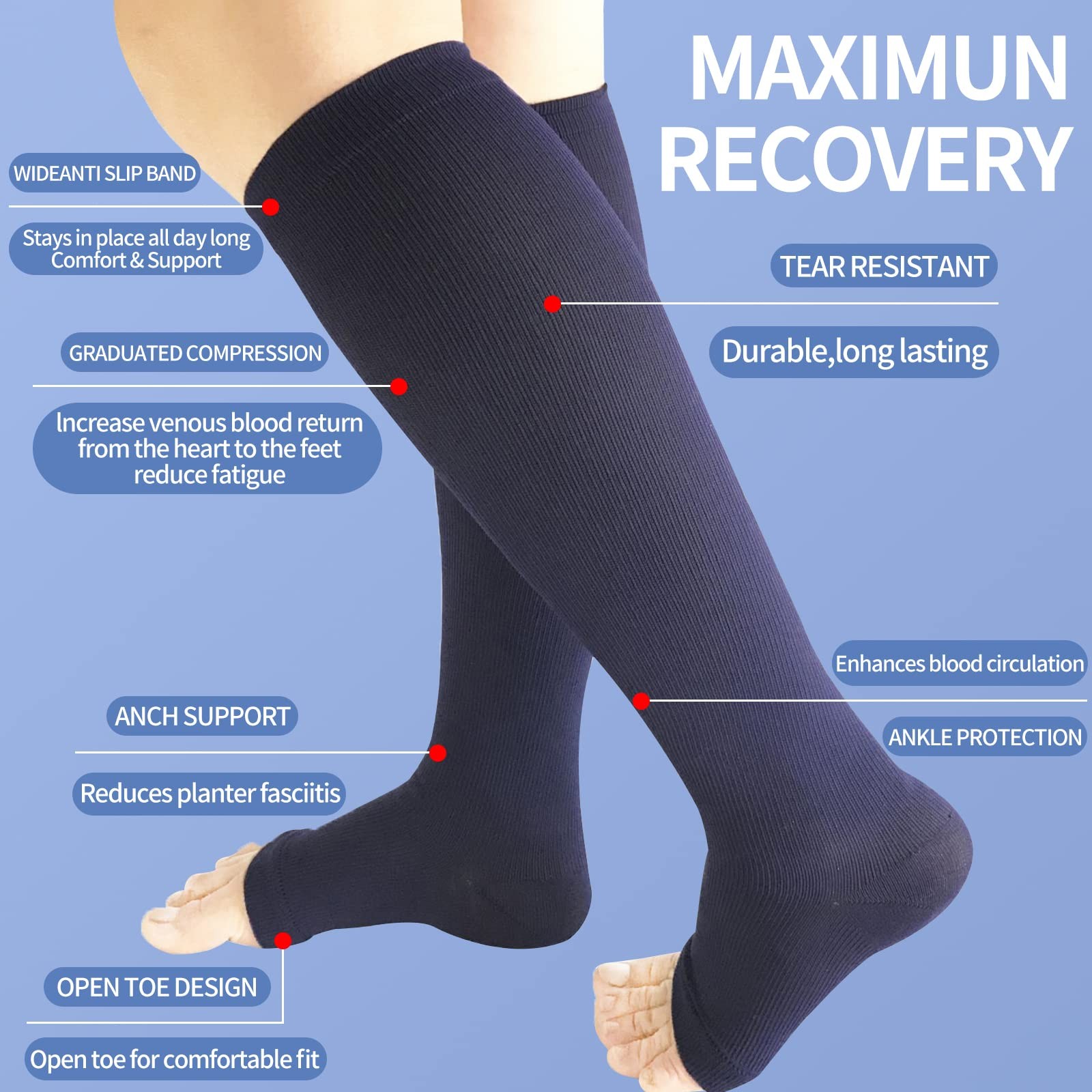 Open Toe Compression Socks for Women Men 15-20 mmHg 4 Pairs Toeless Footless …
