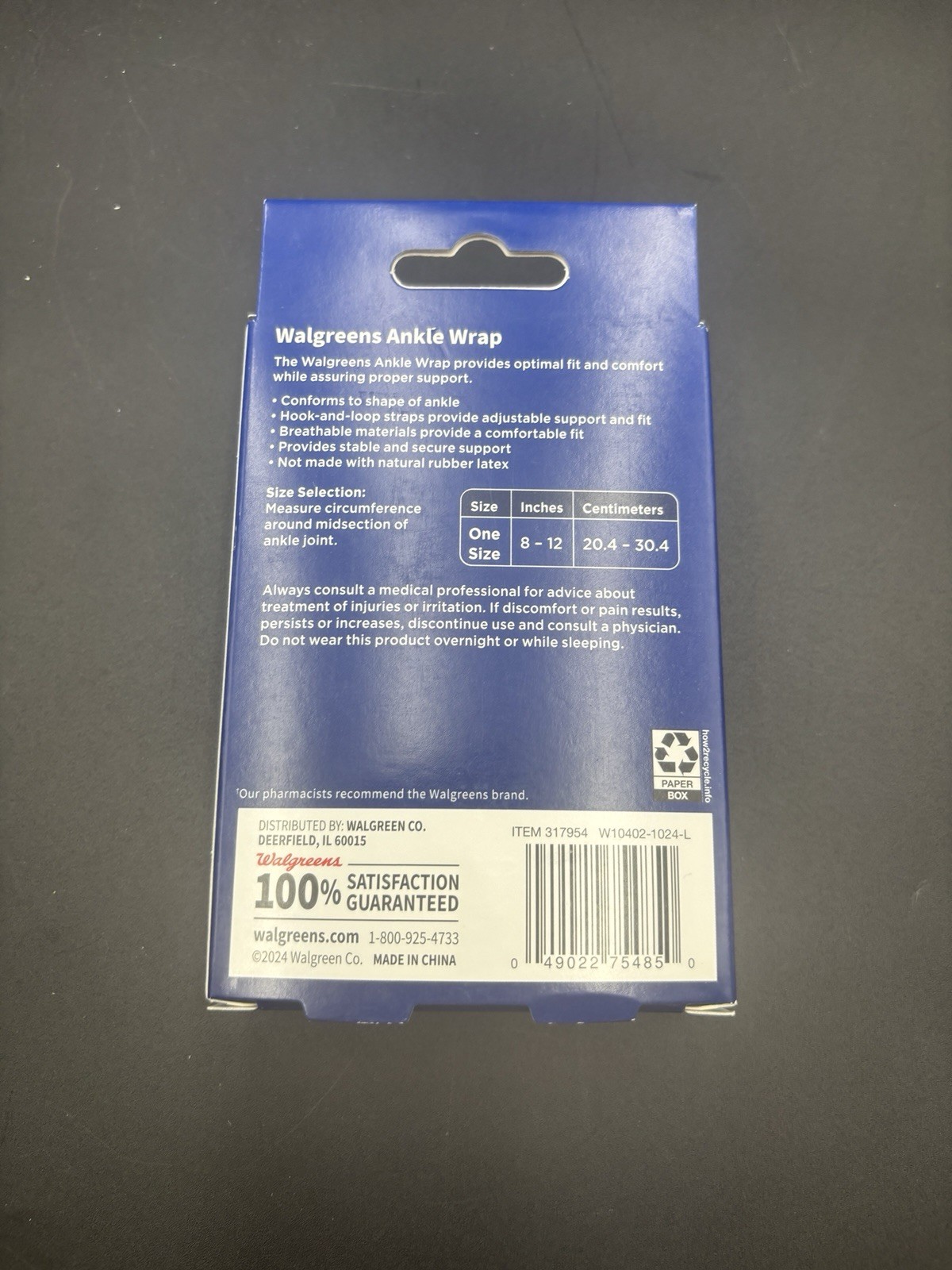 Brand New Walgreens Adjustable Ankle Wrap – One Size (Left or Right) Free Ship