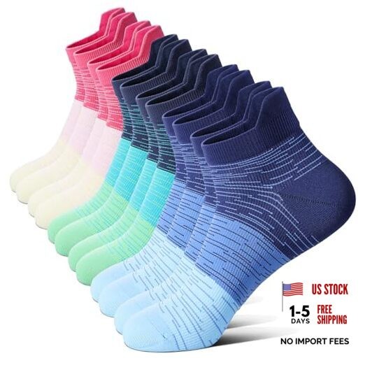 Ankle Compression Socks for Men and Women, 6 Large-X-Large Blue+green+yellow